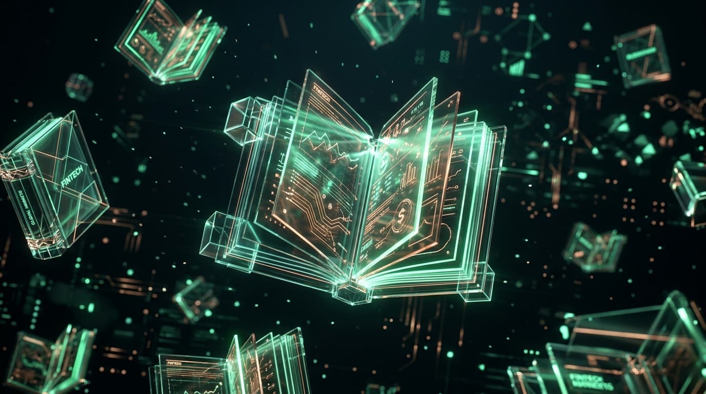 3D books fintech abstract
