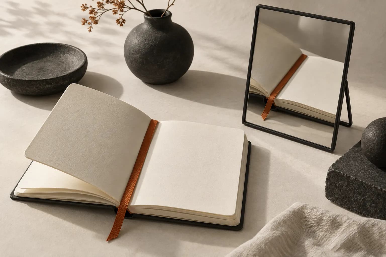 A journal reflected in a small mirror, a metaphor for reviewing your own decisions.